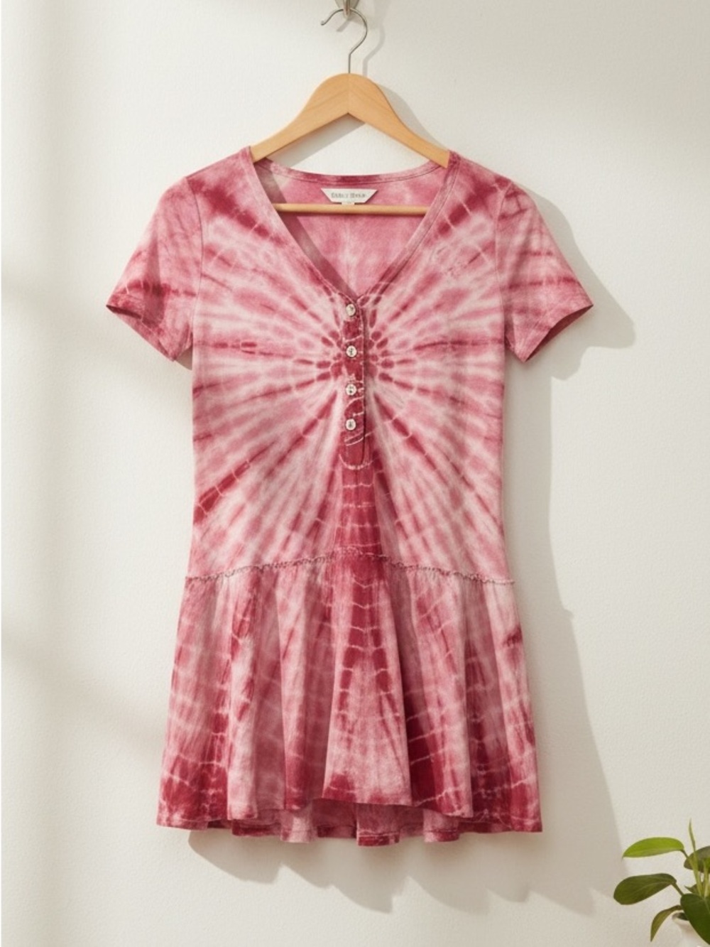 We The Free Studded Button Front Tie Dye Mini Dress - Size M